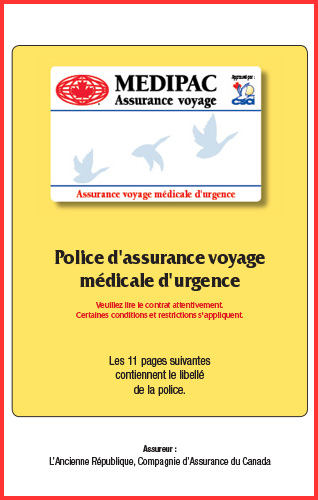 Police d’assurance voyage médicale d’urgence